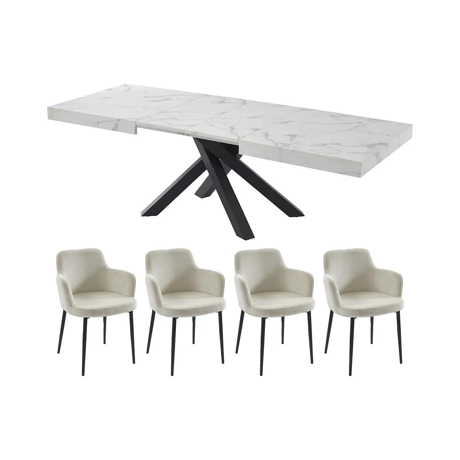 Vente-unique Essgruppe Catonav Weiß 160 cm  240 cm