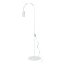 Weiße Design-Stehlampe mit Schwanenhals, 153 cm hoch, aus Metall. Für GU10 Leuchtmittel.