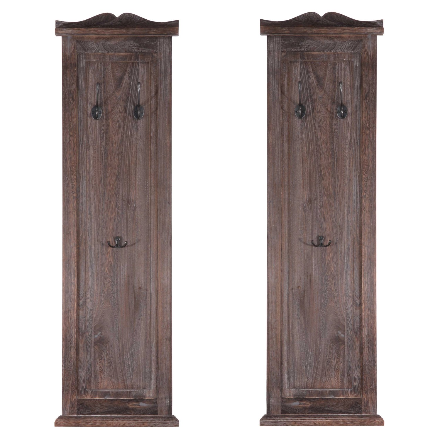 BERLINLODGE Garderobe 2er-Set 109x28x5,5cm Wandhaken Holz Braun Shabby günstig online kaufen