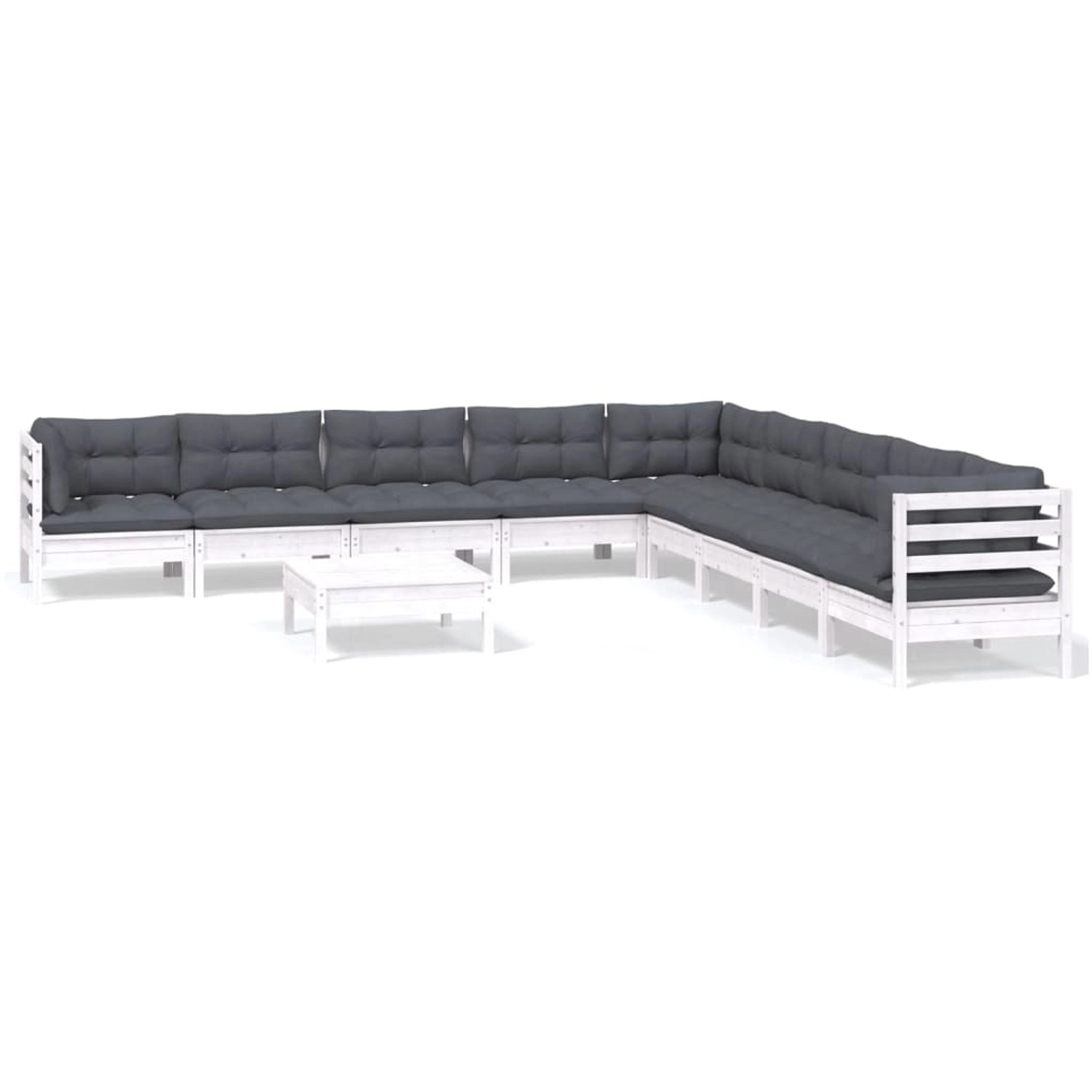 vidaXL 10-tlg Garten-Lounge-Set mit Kissen Weiß Kiefer Massivholz Modell 30 günstig online kaufen