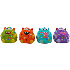 Dekohelden24 4er Set Sparfiguren Sparschwein Spardosen Sparbüchsen Kinderspardosen mit Wiederverschließbarem Gummistopfen L/B/H 6 x 6 x 6 cm