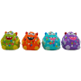 Dekohelden24 4er Set Sparfiguren Sparschwein Spardosen Sparbüchsen Kinderspardosen mit Wiederverschließbarem Gummistopfen L/B/H 6 x 6 x 6 cm