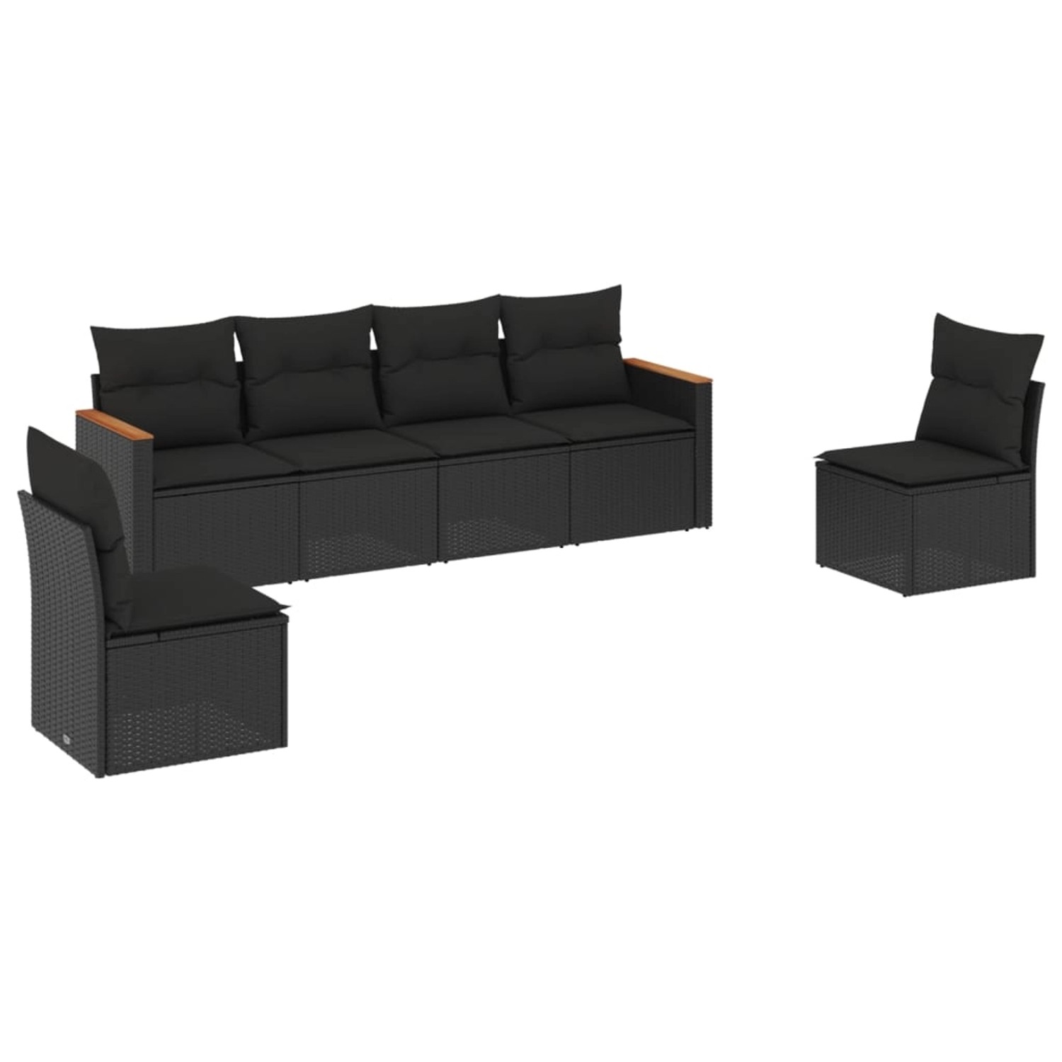 vidaXL 6-Tlg Garten-Sofagarnitur mit Kissen Schwarz Poly Rattan 3225859 günstig online kaufen