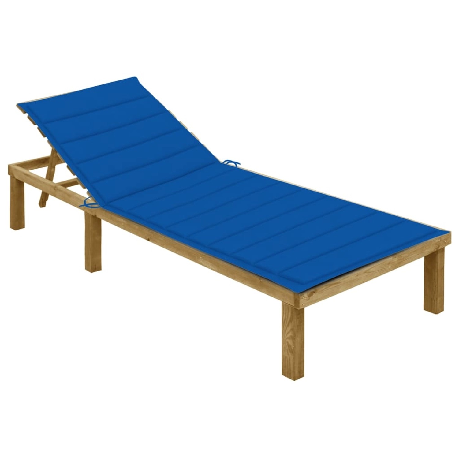 vidaXL Sonnenliege mit Königsblauer Auflage Imprägniertes Kiefernholz 200 x 70 x  31,5-77  cm