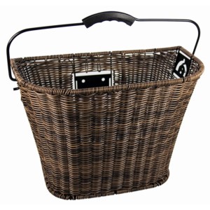 Brauner Fischer Lenker-Korb Retro aus Polyrattan für Fahrräder.