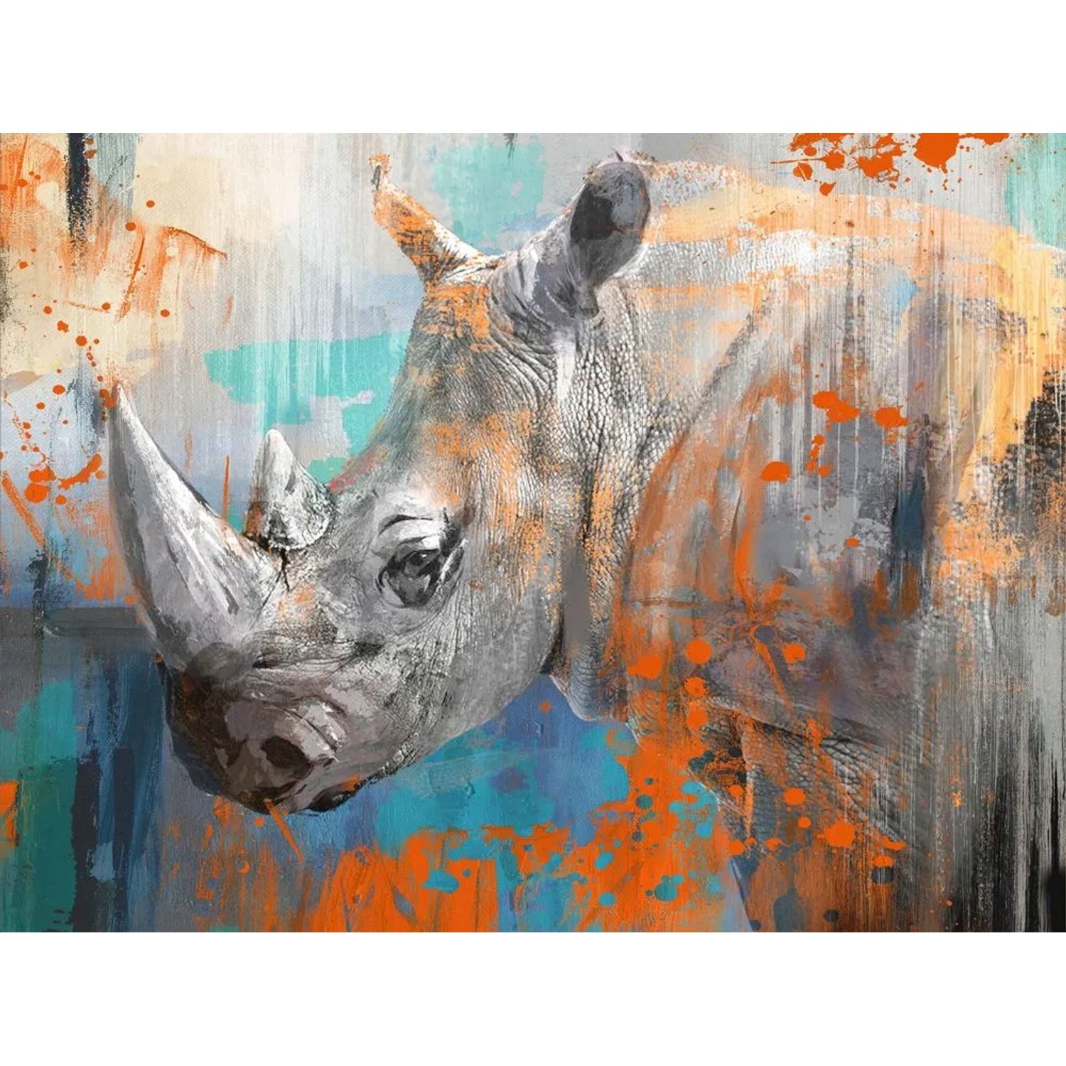 Art Universe Leinwandbild Popart Nashorn 70 x 100 cm