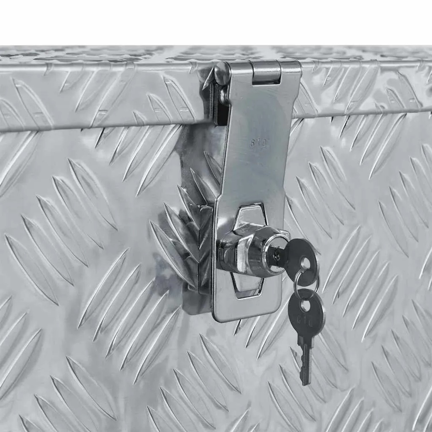 DELUKE Aluminiumbox Mit Deckel Abschließbar Alubox Deichselbox Alu Anhängerbox Werkzeugkiste Transportbox Metallkiste 80x30x35cm Silber_6