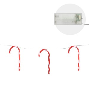 LED Lichterkette mit 7 Zuckerstangen, warmweiß, batteriebetrieben, für weihnachtliche Deko.