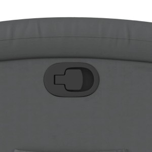 Detailansicht: Grauer Relaxsessel mit Aufstehhilfe, Hebel zur manuellen Liegefunktion.