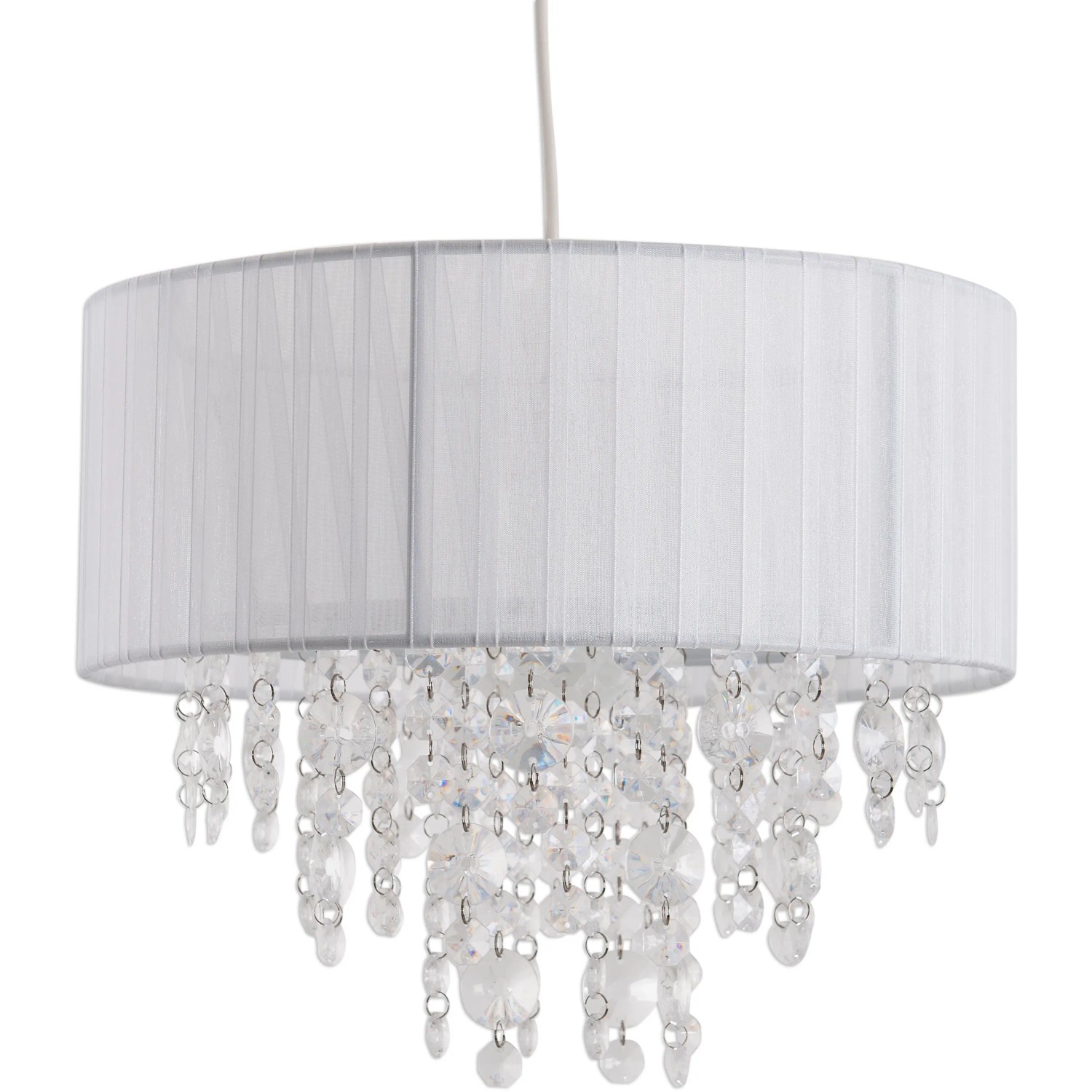 Weiße Näve Pendelleuchte Kristallo mit Acryl-Kristallen, ideal als Wohnzimmer- oder Schlafzimmerlampe.