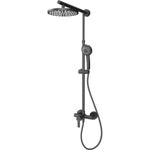 Schulte DuschMaster Rain BlackStyle mit Kopf- und Handbrause, Einhebelmischer, mattschwarz.