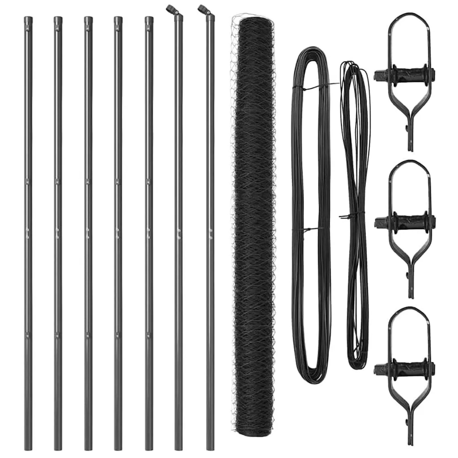 vidaXL Zaunpfosten Grau 10 x 1,5 m 36 mm Netz Stahl und PVC 3352791 günstig online kaufen