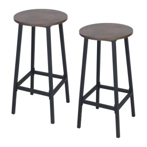 Relaxdays Barhocker 2er Set MDF Eisen Braun Schwarz mit Fußablage Rutschfest 65 cm x 32 cm