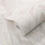 Rolle Erismann Vliestapete Elle Decoration 4 Serenade Creme mit Blattmuster und goldenen Konturen.