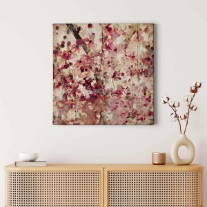 Vintage Blumen Bild in Altrosa: Leinwandbild mit Blüten im Kunststil für die Wanddekoration.