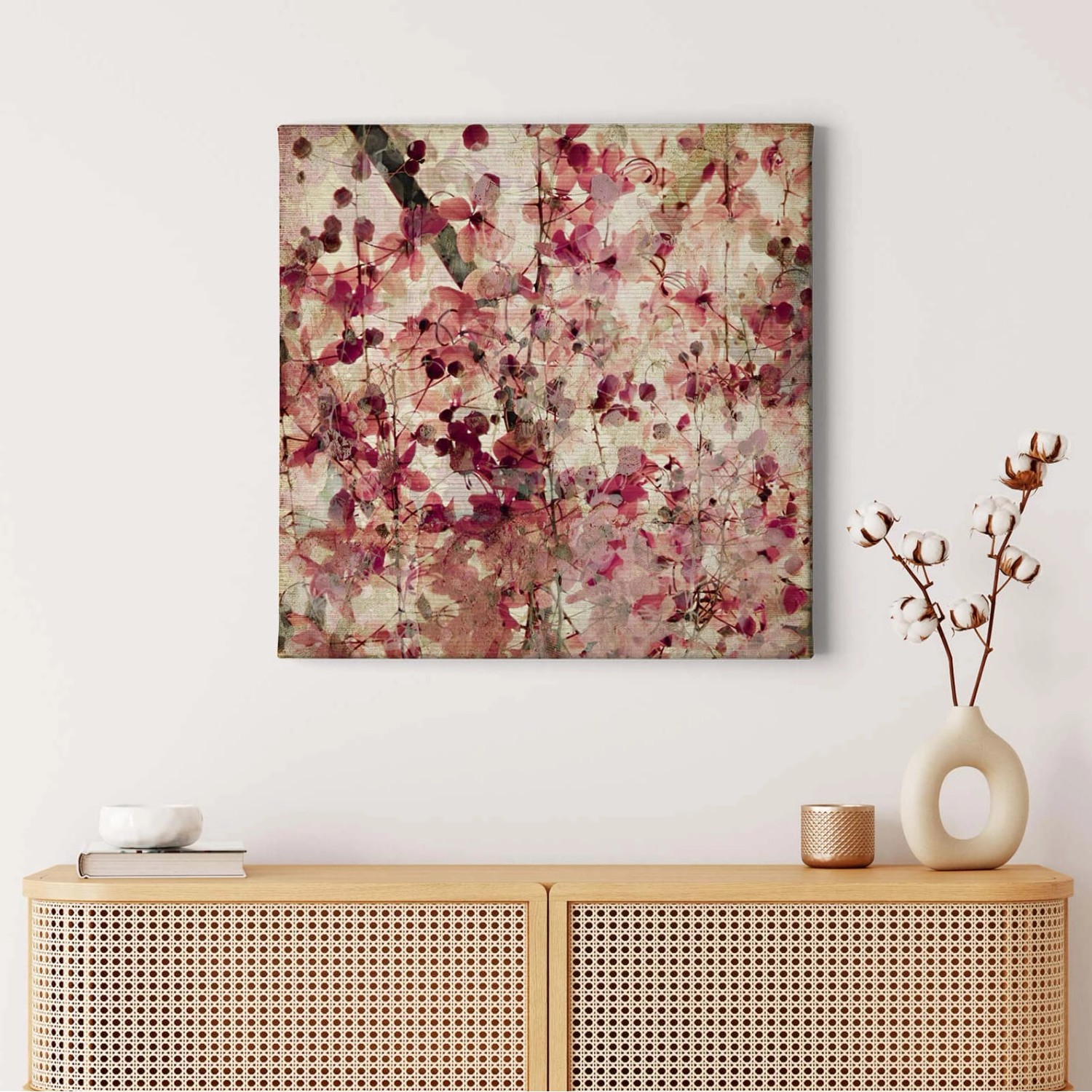 Bricoflor Blumen Bild Im Vintage Stil Altrosa Leinwand Bild Mit Blüten Im Kunst Stil Rosa Wandbild Ideal Für Schlafzimme