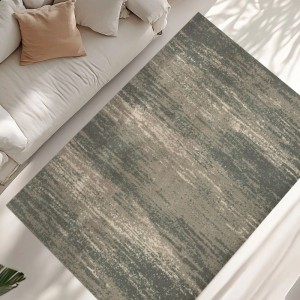 Moderner Kurzflorteppich Art Universe Ocean Lava 120x170 cm mit abstraktem Streifenmuster in Grau und Beige.