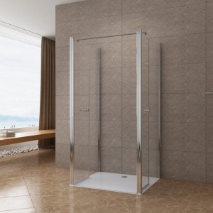 Aquabatos U-Duschkabine mit klarer 6mm ESG Glas Pendeltür, Chromprofilen. Modernes, rahmenloses Design für Ihr Bad.