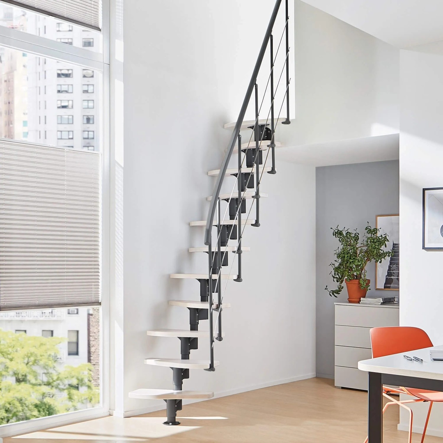 Treppen Intercon Raumspartreppe Alpha Mittelholmtreppe 12 Stufen Buche Weiß günstig online kaufen