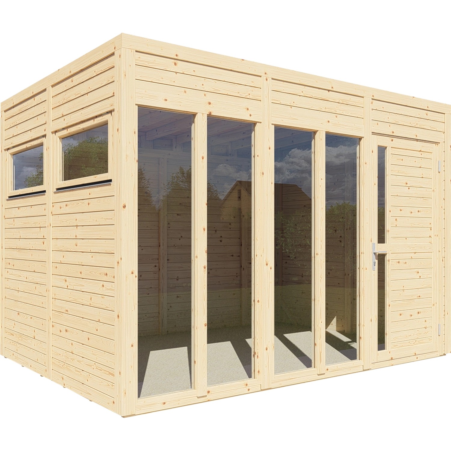 Bertilo Holz-Gartenhaus Cubus 3 Office Natur 337 cm x 234 cm FSC®