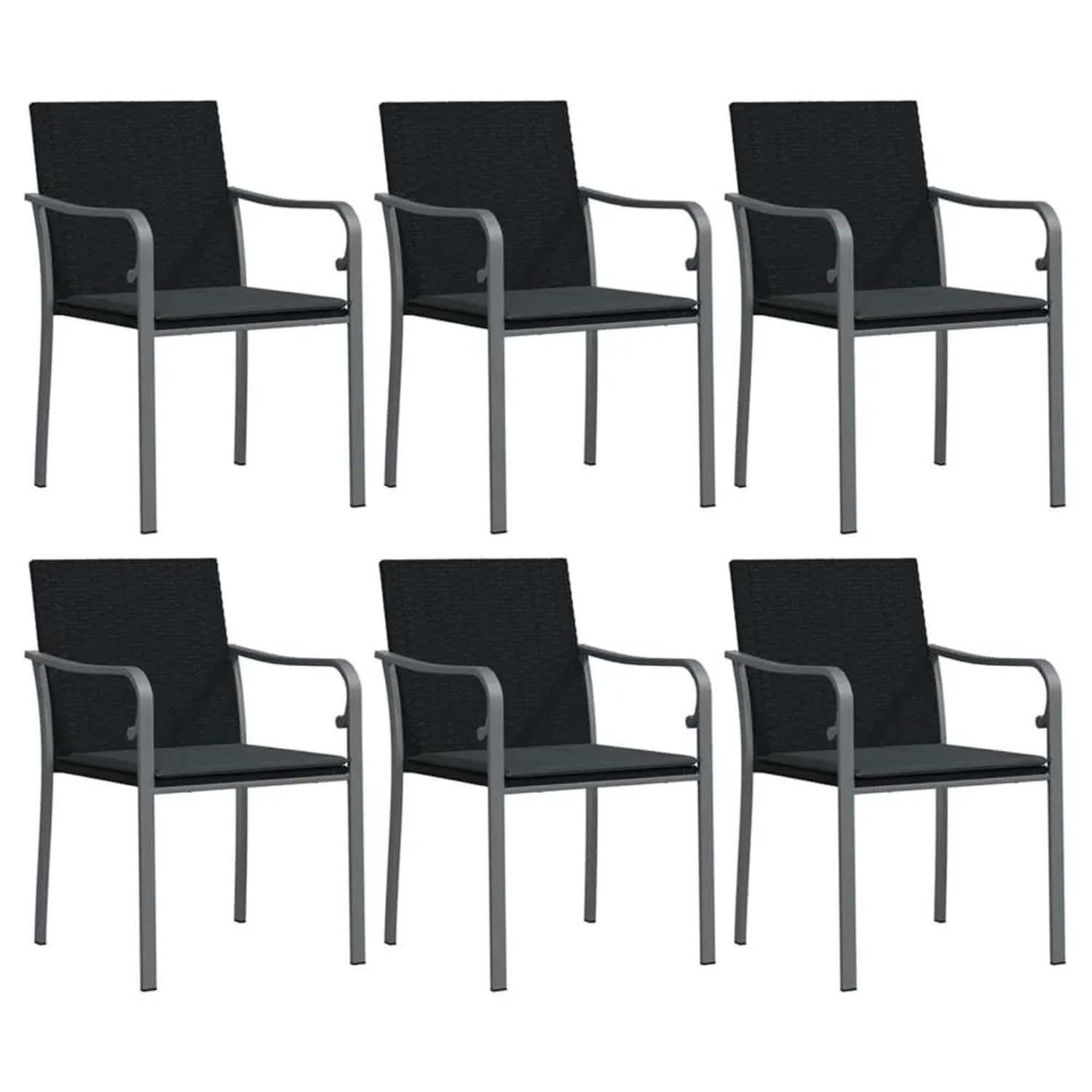 Furnicato Gartenstühle Mit Kissen 6 Stk Schwarz 56x59x84 Cm Poly Rattan
