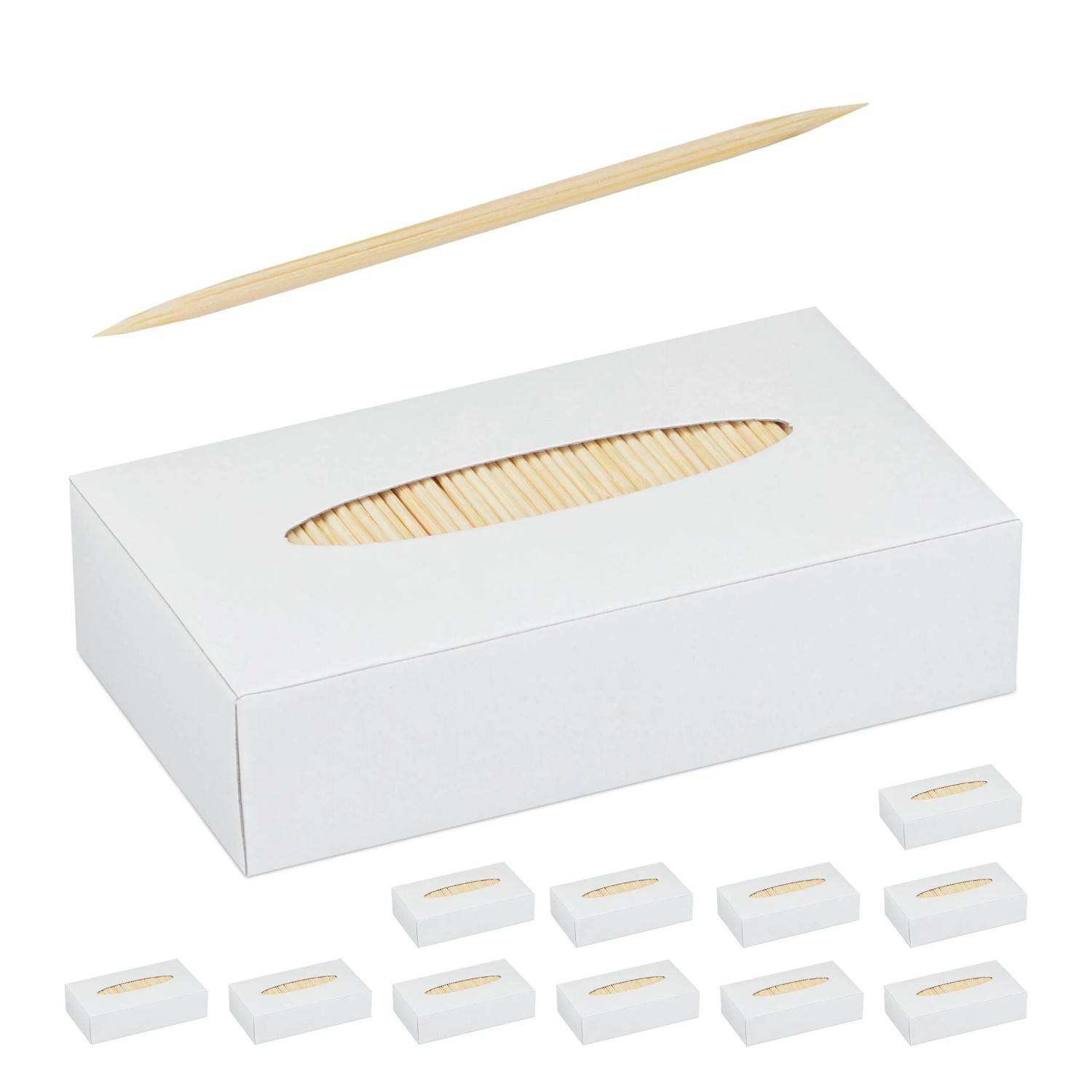 Relaxdays Zahnstocher Holz Natur Unbehandelt 12000er Set 6,5 cm 120 g