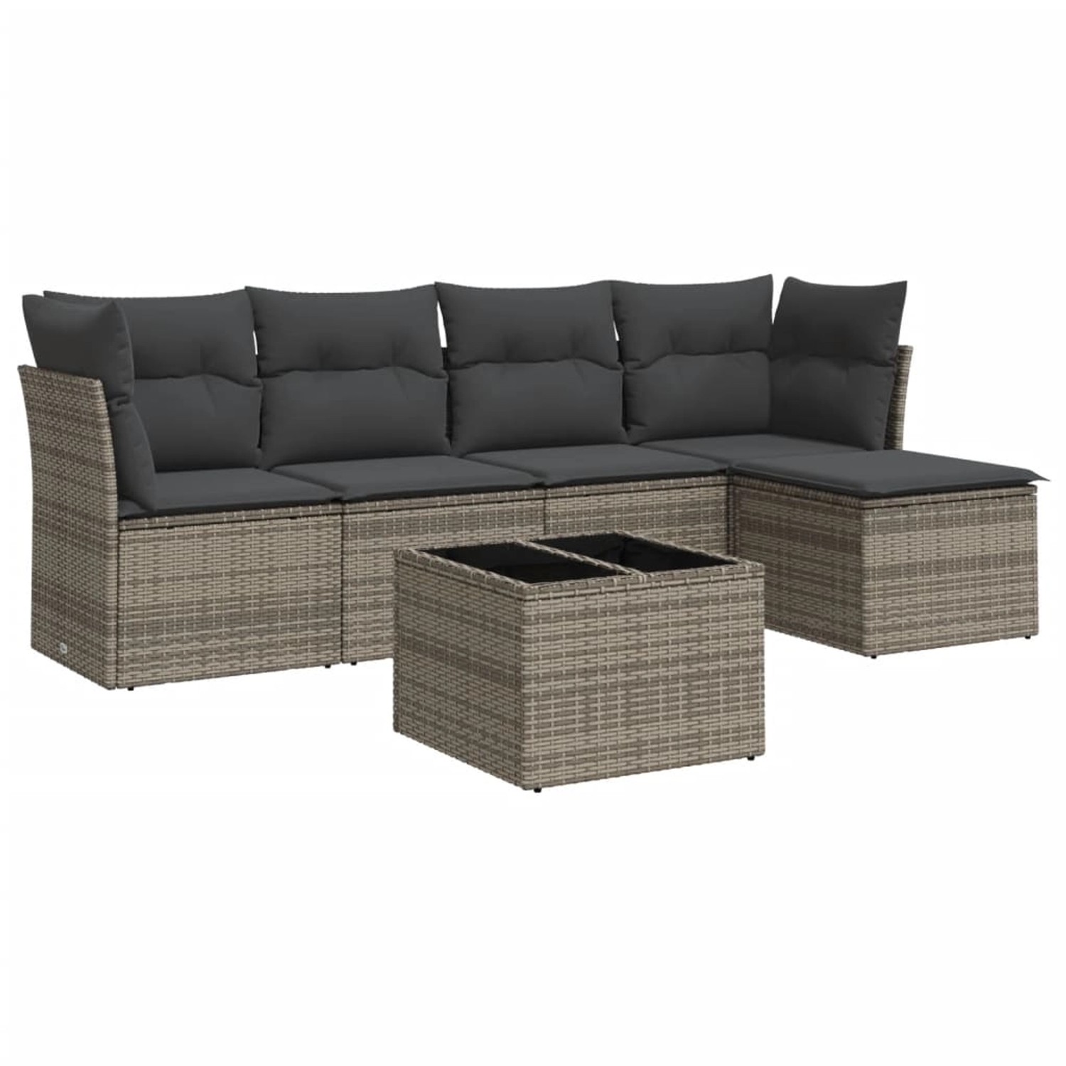 vidaXL 6-Tlg Garten-Sofagarnitur mit Kissen Grau Poly Rattan 3217570 günstig online kaufen
