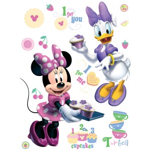 Disney Wandtattoo mit Minnie Maus und Daisy Duck in Rosa und Lila, 65x85 cm.