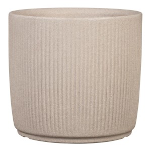 Scheurich Linetto Pflanzgefäß, Ø 46,6 cm, Sandfarben, mit Rillenmuster.