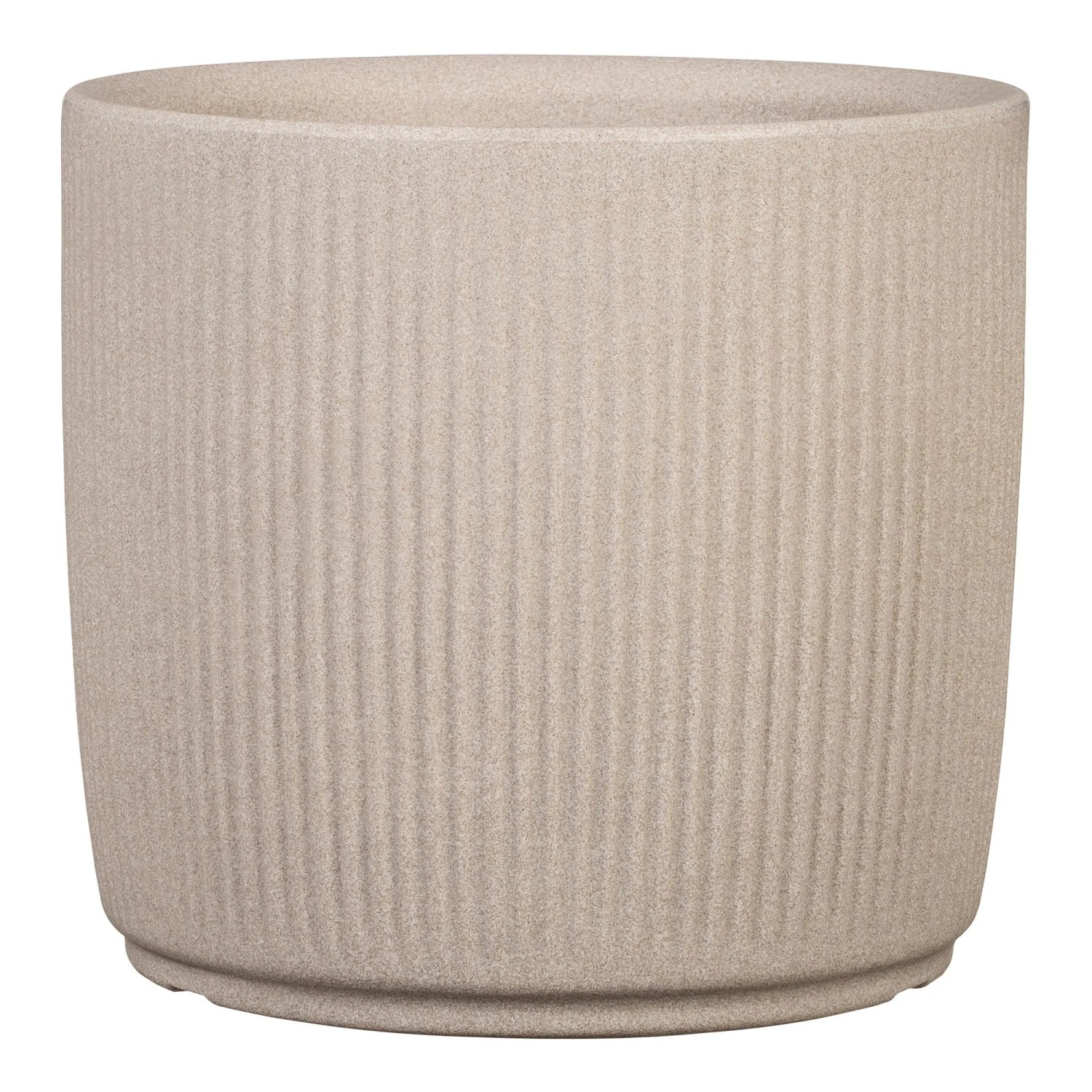 Scheurich Linetto Pflanzgefäß, Ø 46,6 cm, Sandfarben, mit Rillenmuster.