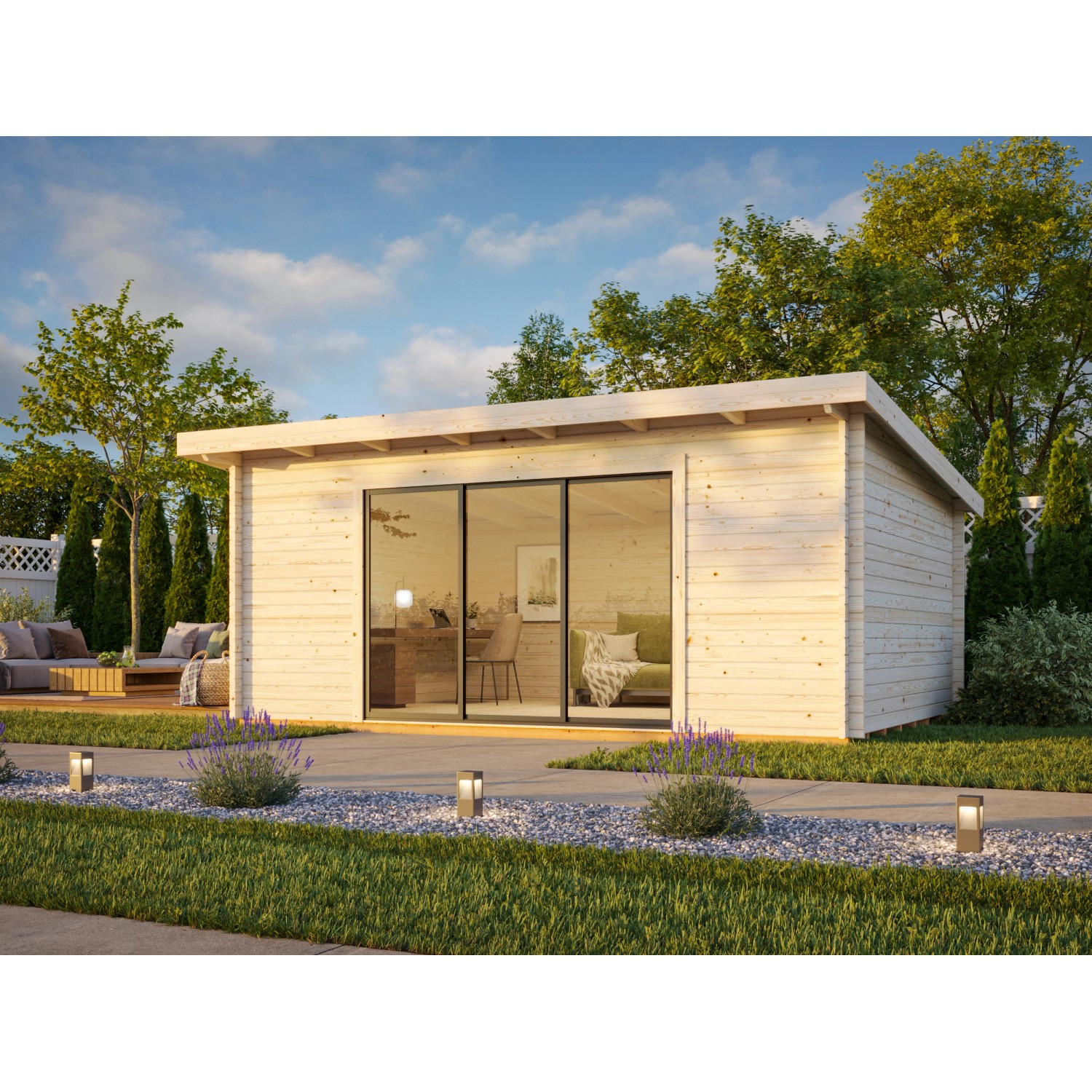 Palmako Gartenhaus Lea Slide 530 x 380 cm Lackiert Weiß-Anthrazit FSC® günstig online kaufen