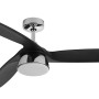Energiespar Deckenventilator Bronx mit LED, Chrom/Schwarz, 132cm. Ventilator mit Beleuchtung für Wohnräume.