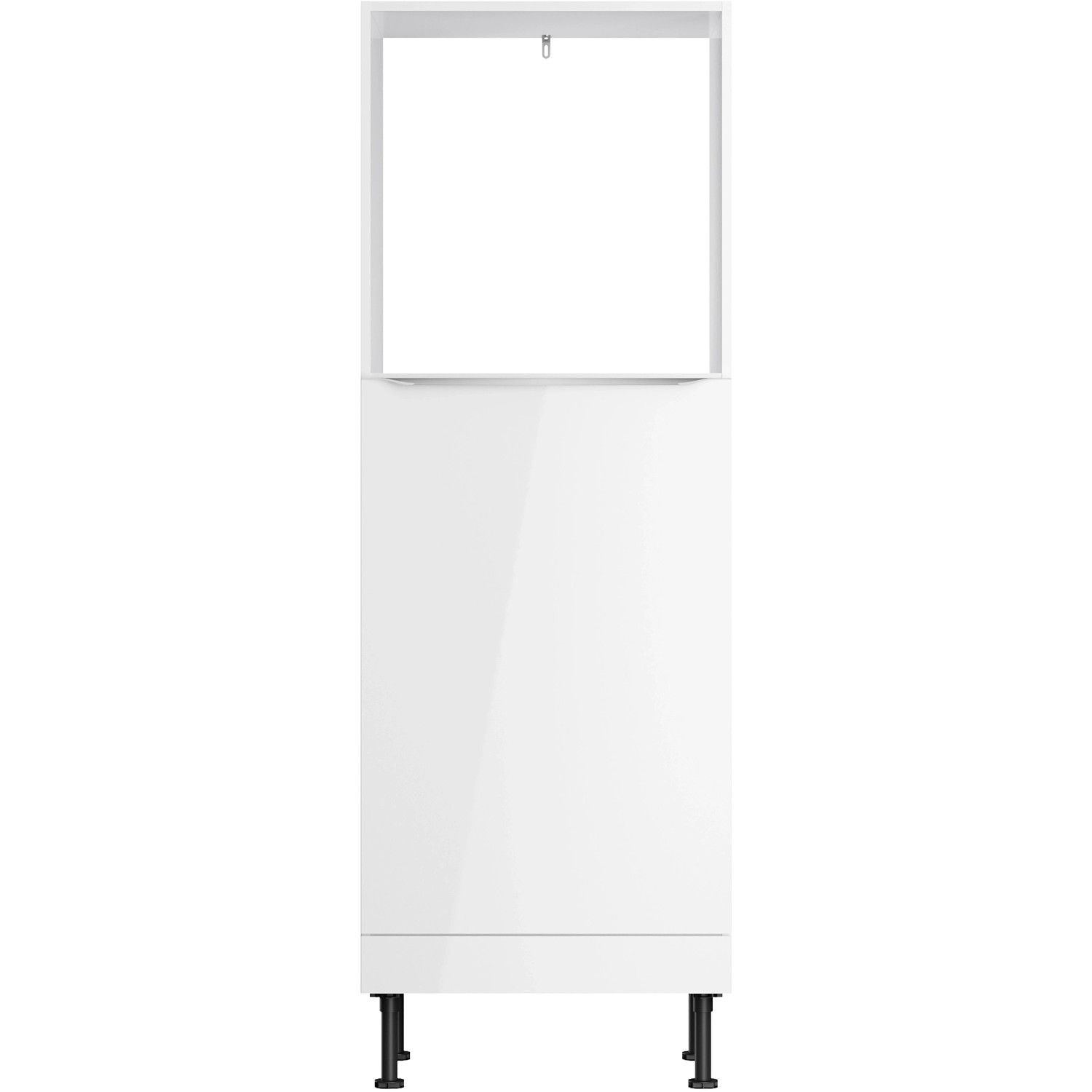 Weißer Optifit Midischrank Arvid986 für Backofen und Kühlschrank, 60 cm breit.