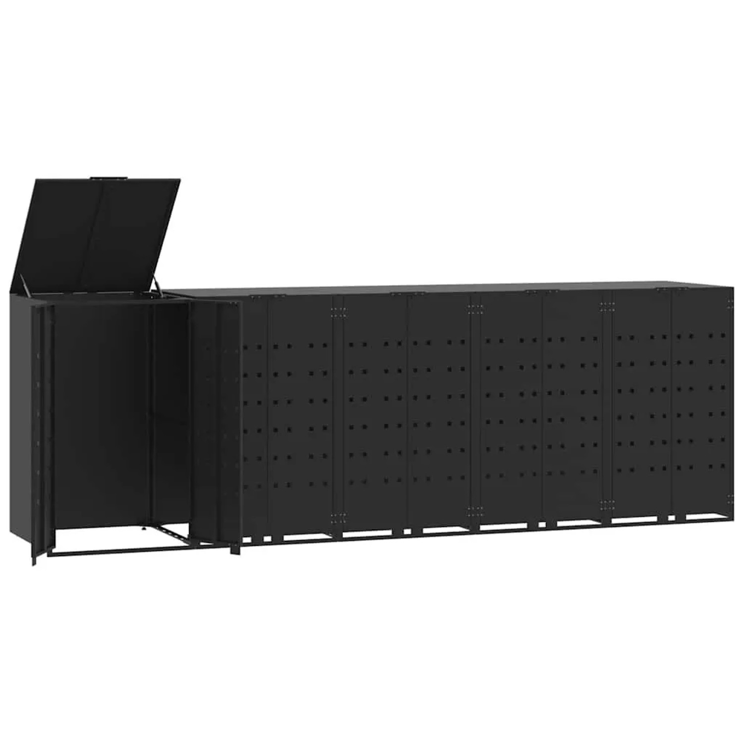 DELUKE Mülltonnenbox GORILO Für 5 Tonnen Schwarz 345x79x117cm Stahl Mülltonnenverkleidung 5er Mülltonnenhaus