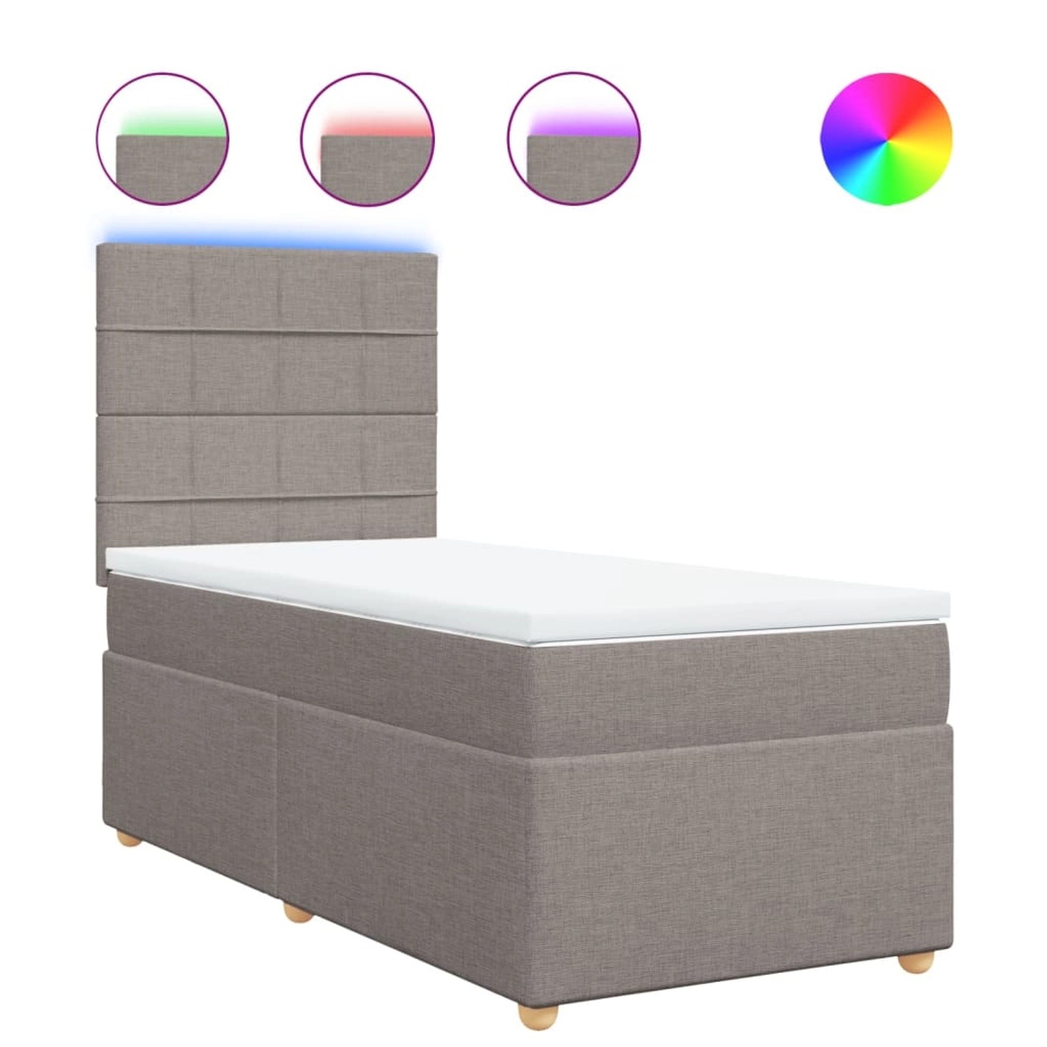 vidaXL Boxspringbett mit Matratze Taupe 90x200 cm Stoff 3293467 günstig online kaufen