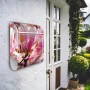 Weißer Design Briefkasten mit Magnolien Motiv und Zeitungsfach.