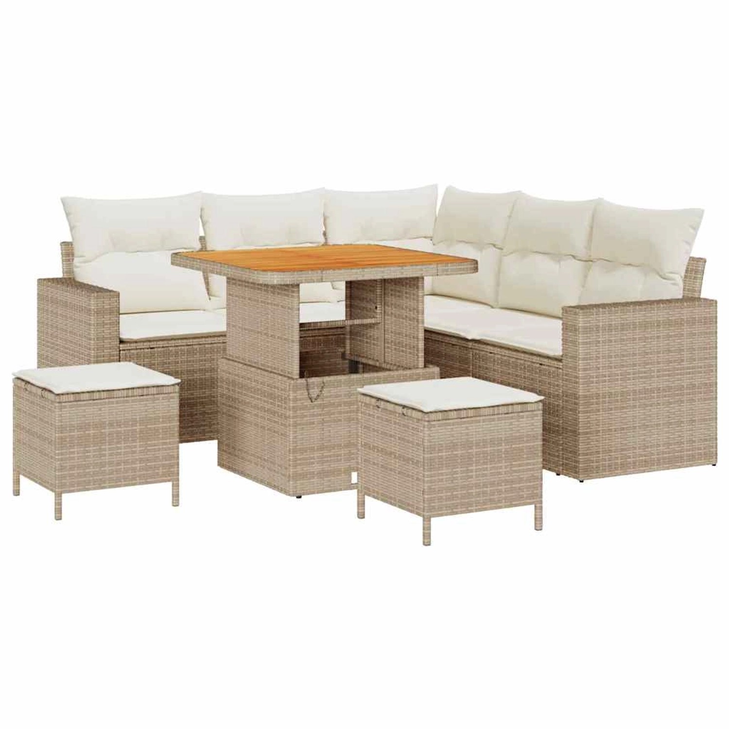vidaXL Garten-Sofa-Set 8-Tlg Beige Poly Rattan 3361611 günstig online kaufen