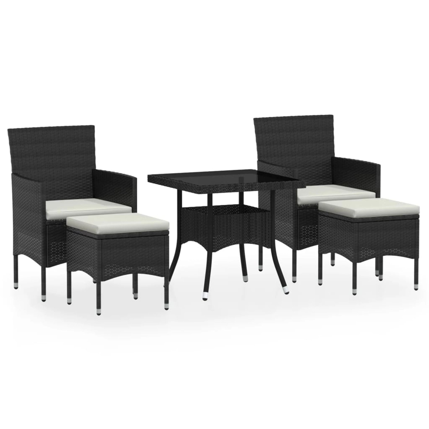 vidaXL 5-tlg Garten-Essgruppe Poly Rattan und Hartglas Schwarz Modell 1 günstig online kaufen