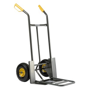 Sackkarre 924 G mit klappbarer Schaufel, 200 kg Traglast, gelbe Griffe und Räder.