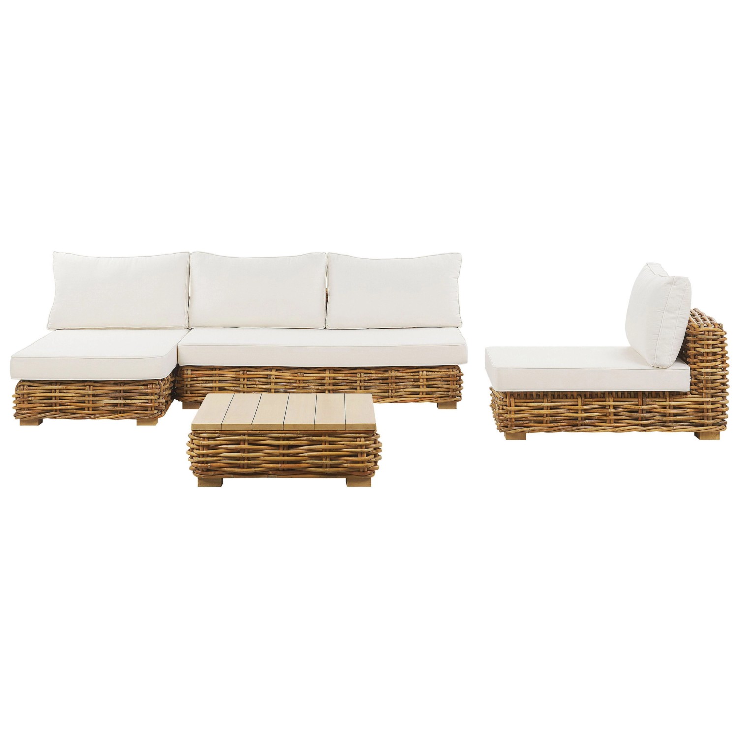 Beliani Lounge Set VARALLO Cremeweiß 160x240x57