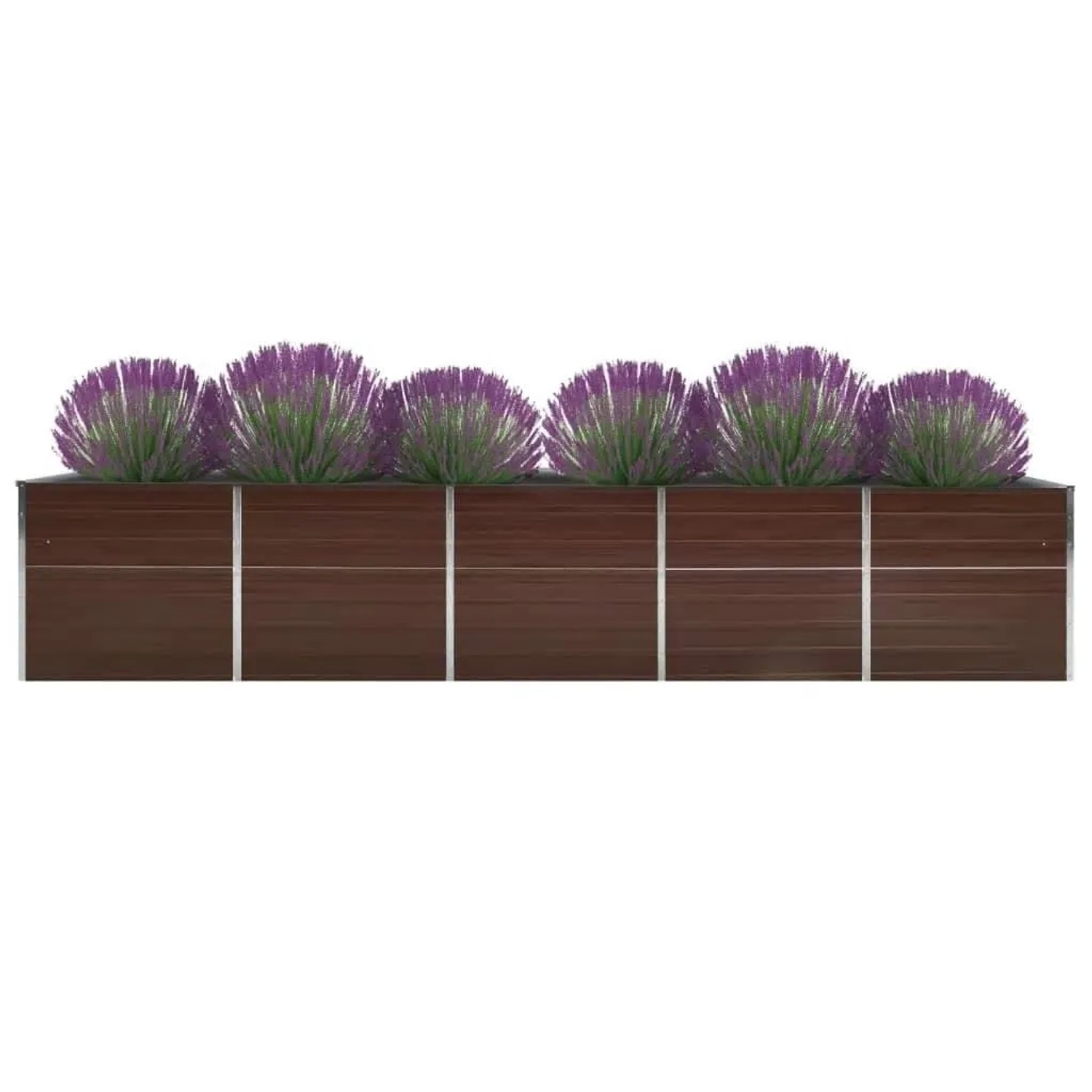 DELUKE Hochbeet Für Garten OSKAR Braun 400x80x45cm Verzinkter Stahl Hochbeet Metall Gartenbeet Kräuterbeet Blumenbeet Beet Hoch