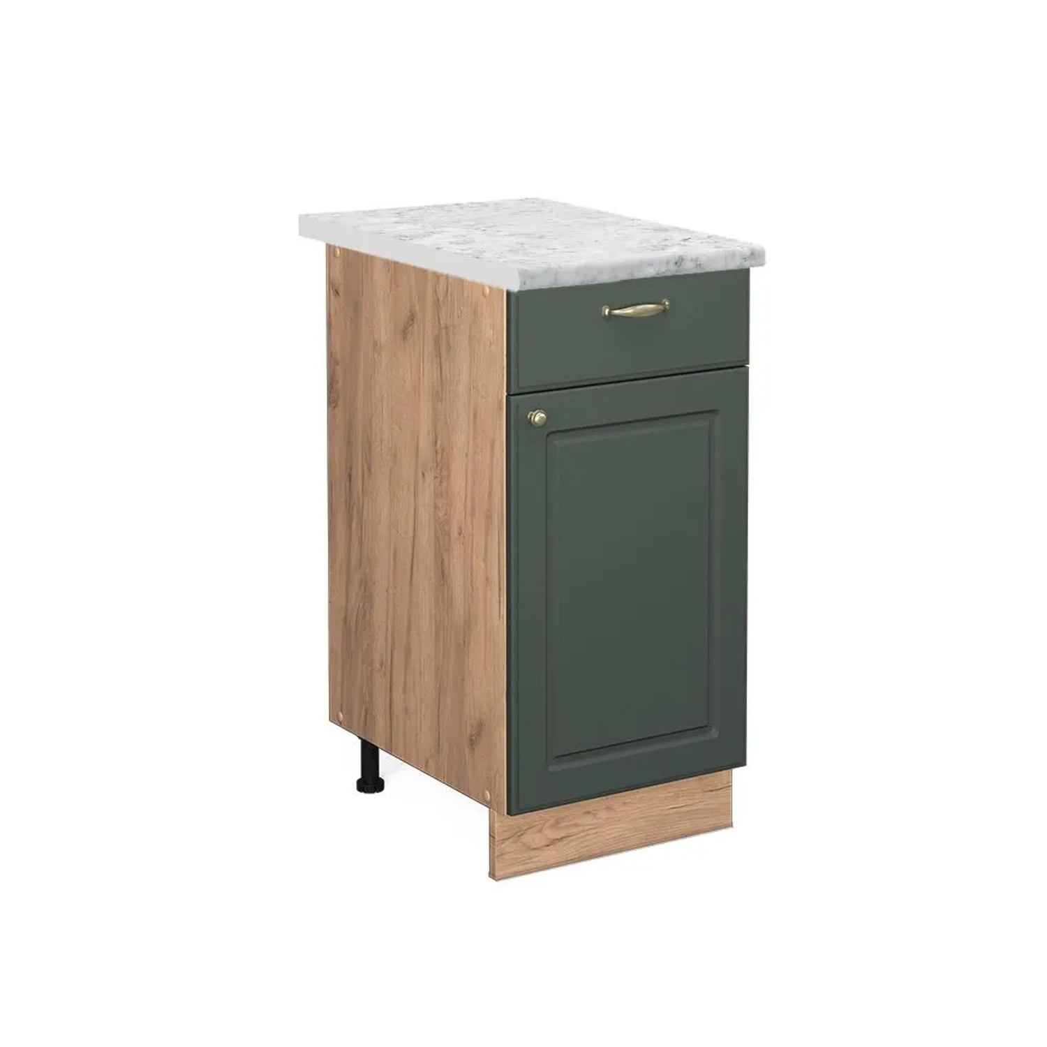 Vicco Küchenunterschrank Fame-Line Grün-Gold Landhaus Goldkraft Eiche 40 cm AP Marmor