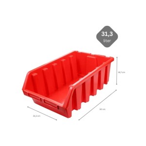 Rote PROREGAL Sichtlagerbox (33,3x50x18,7cm) aus Polypropylen, ideal für Werkstatt & Lager.