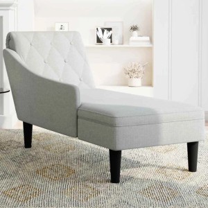 vidaXL Chaiselongue mit Kissen und Rechter Armlehne Wolkengrau Stoff 4009770