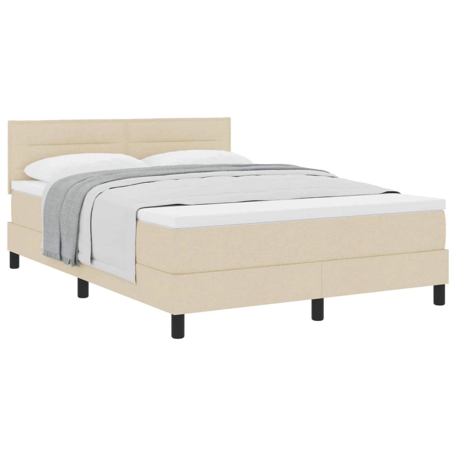 vidaXL Boxspringbett mit Matratze Creme 140 x 190 cm Stoff 3338613