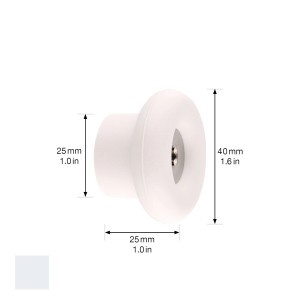 Heller Wandhaken Dot von Wagner, Ø 40 mm, aus Elastomer und Stahl, mit Maßangaben.