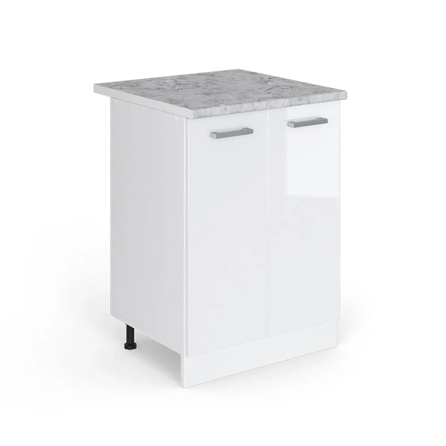 Vicco Küchenunterschrank R-Line Küchenkommode Weiß Hochglanz Weiß 60 cm AP Marmor
