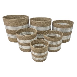 6-teiliges Korb-Set Giada von Boltze, braun/natur, aus Seegras und Jute. Dekorative Aufbewahrungsboxen.