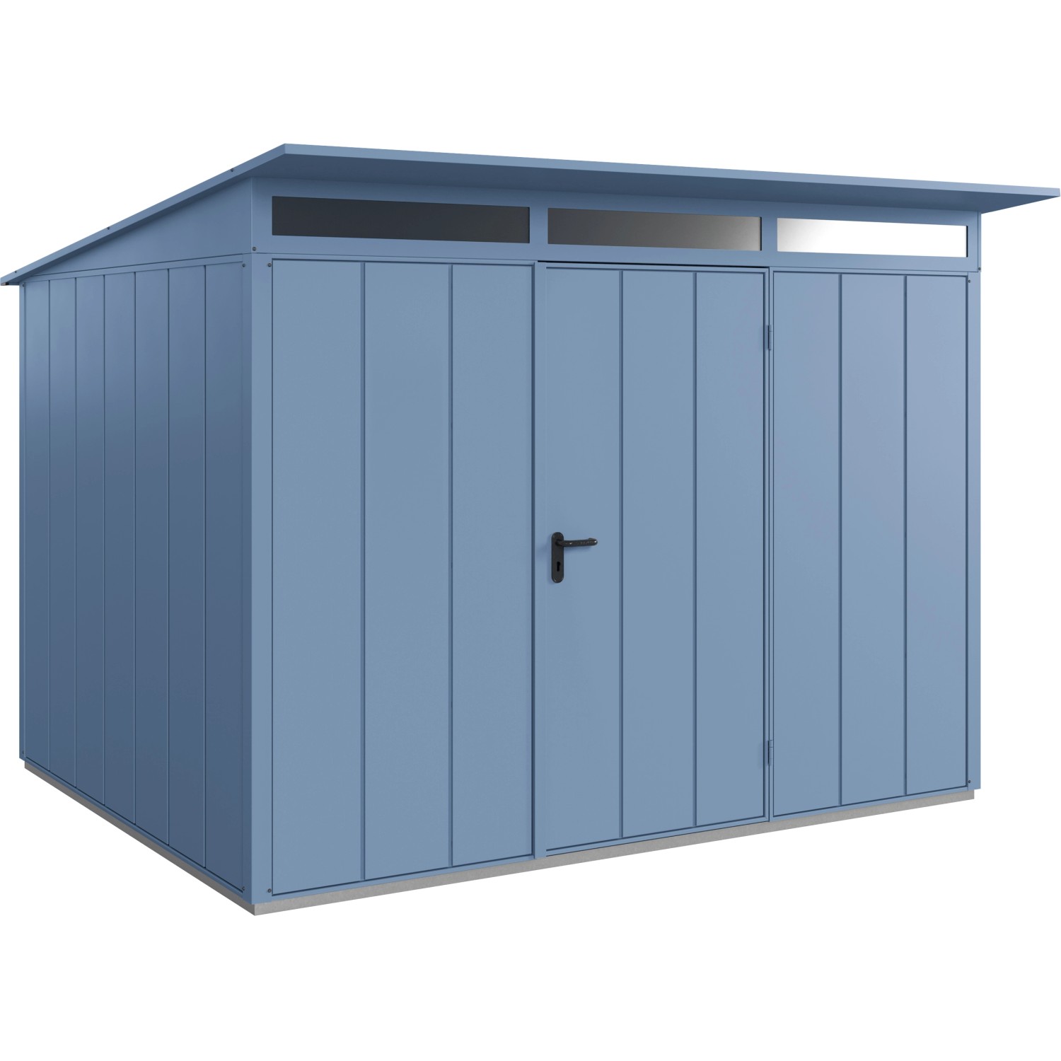 Ecostar Gerätehaus Elegant mit Pultdach Typ 3 RAL5014 Taubenblau Einzeltür günstig online kaufen