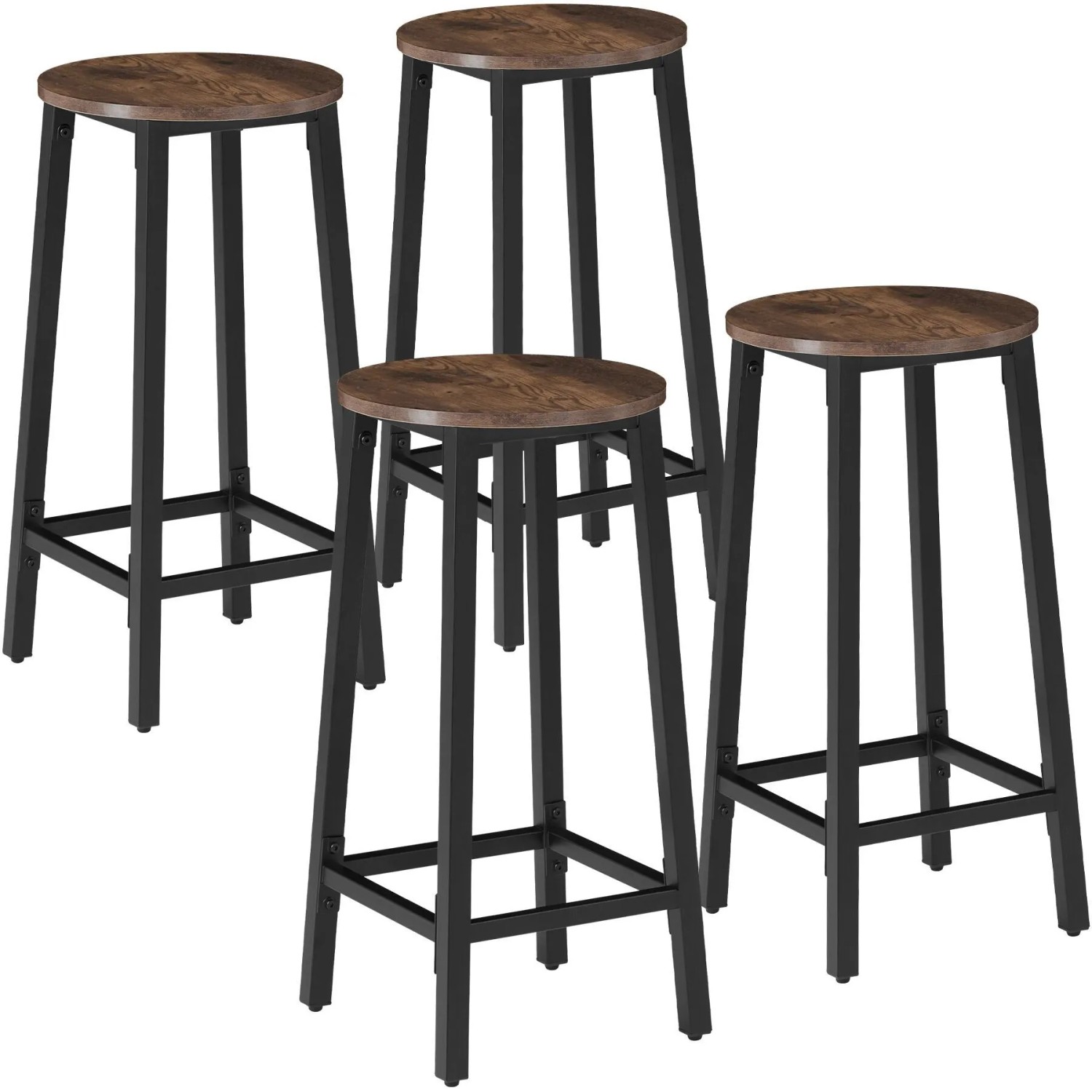 Tectake Set Barhocker Corby Industrial Style Holz und Stahl  32 x 32 x 66 cm Industrial Holz Dunkel  Rustikal